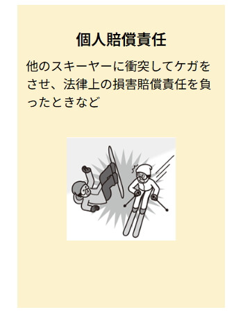 個人賠償責任の補償 AIG損保 国内旅行傷害保険 国内旅行のこんなときお役にたちます 他のスキーヤーとの接触事故