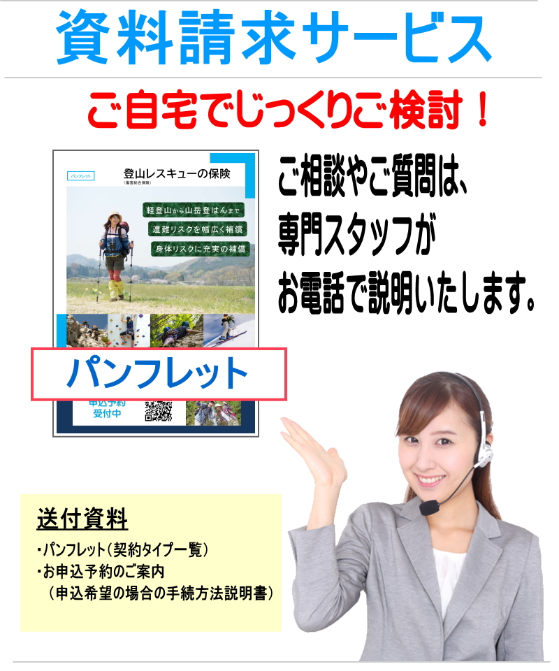 登山レスキュー 損害保険 パンフレット プラン 資料請求